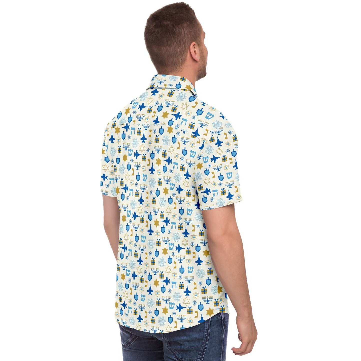 Mens Hanukkah Button Down Shirt