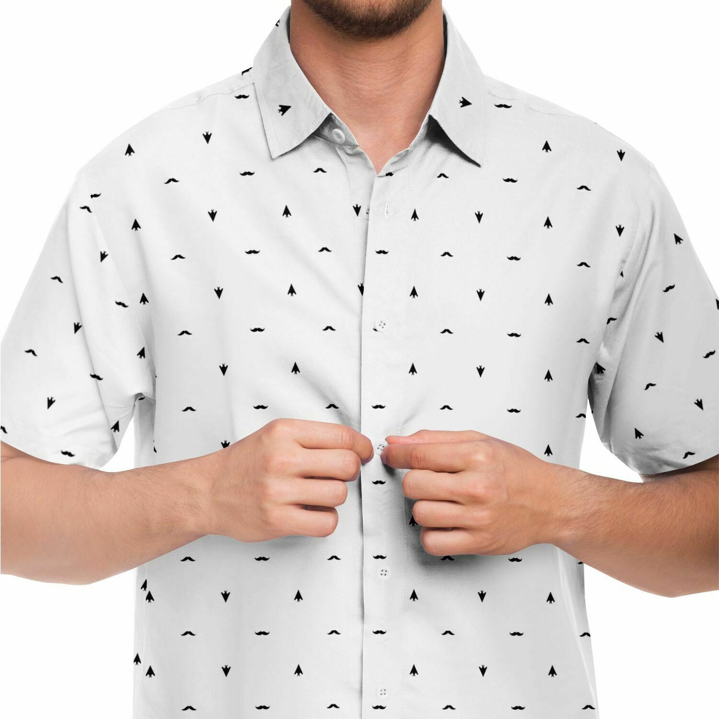 Timothy Small Large F-117 Mustache Short Sleeve Button Down Shirt - AOP