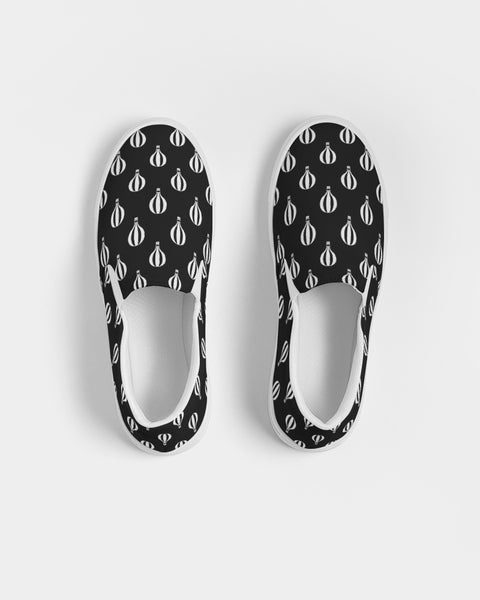 Black and White Hot Air Balloon Women's Slip-On Canvas Shoe