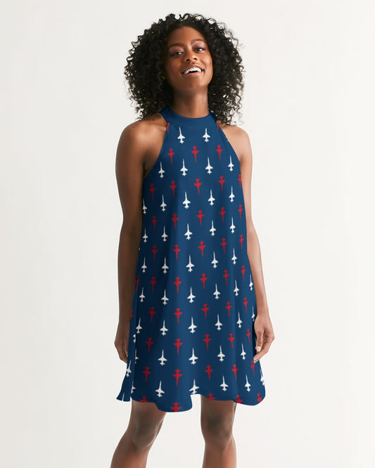 T-38 American  Women's All-Over Print Halter Dress