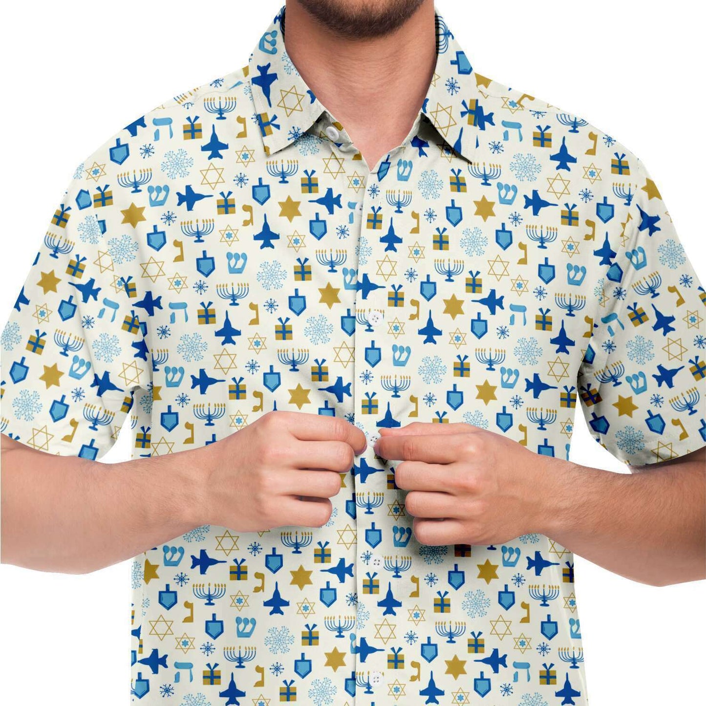 Mens Hanukkah Button Down Shirt