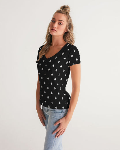 Black Aces Women's V-Neck Tee