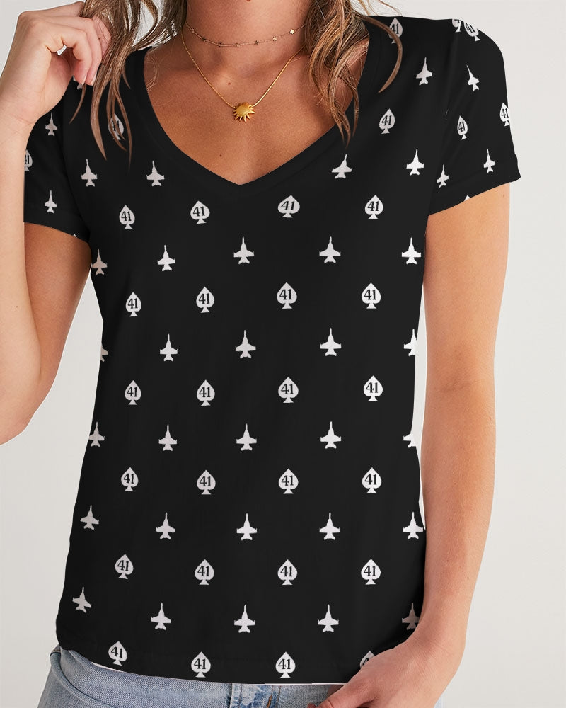 Black Aces Women's V-Neck Tee