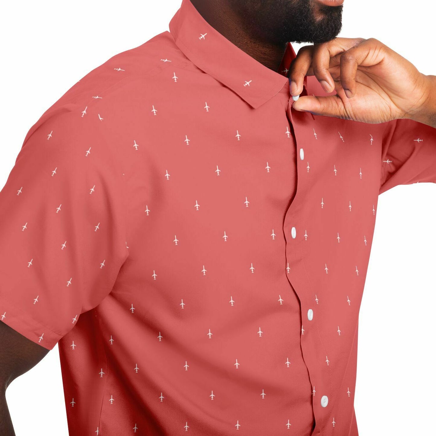 Deanna DeMattio XS CRJ-900 #38 and white stroked Short Sleeve Button Down Shirt