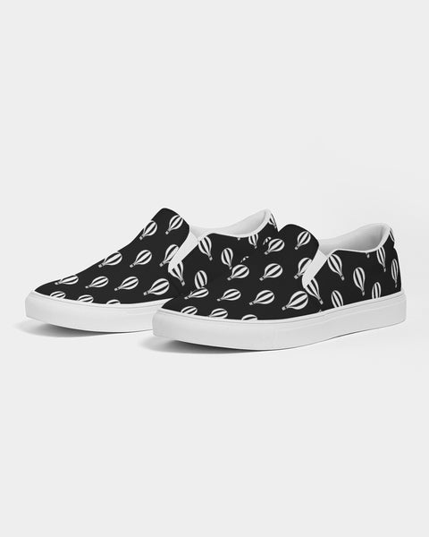 Black and White Hot Air Balloon Women's Slip-On Canvas Shoe
