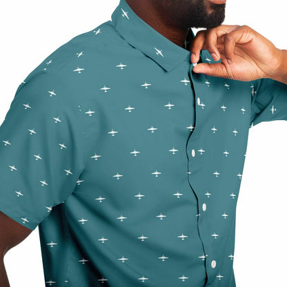 Kristin Lewis U-2 #52 and white Short Sleeve Button Down Shirt - AOP
