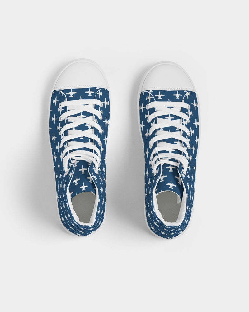 A-10 Navy Blue Women's Hightop Canvas Shoes